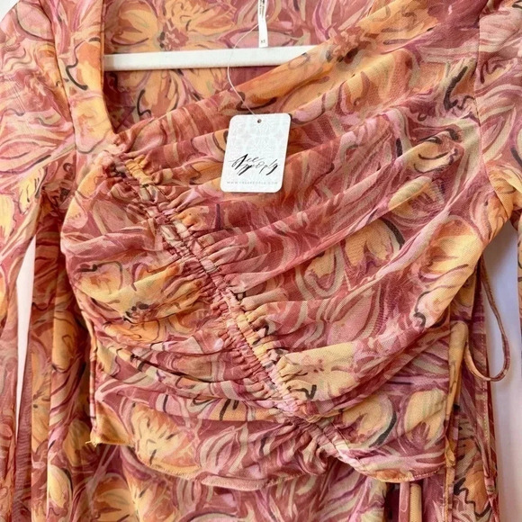 NWT Free People Supernova Set Two Piece Skirt Crop Top Long Sleeve Pink XS - Picture 12 of 17